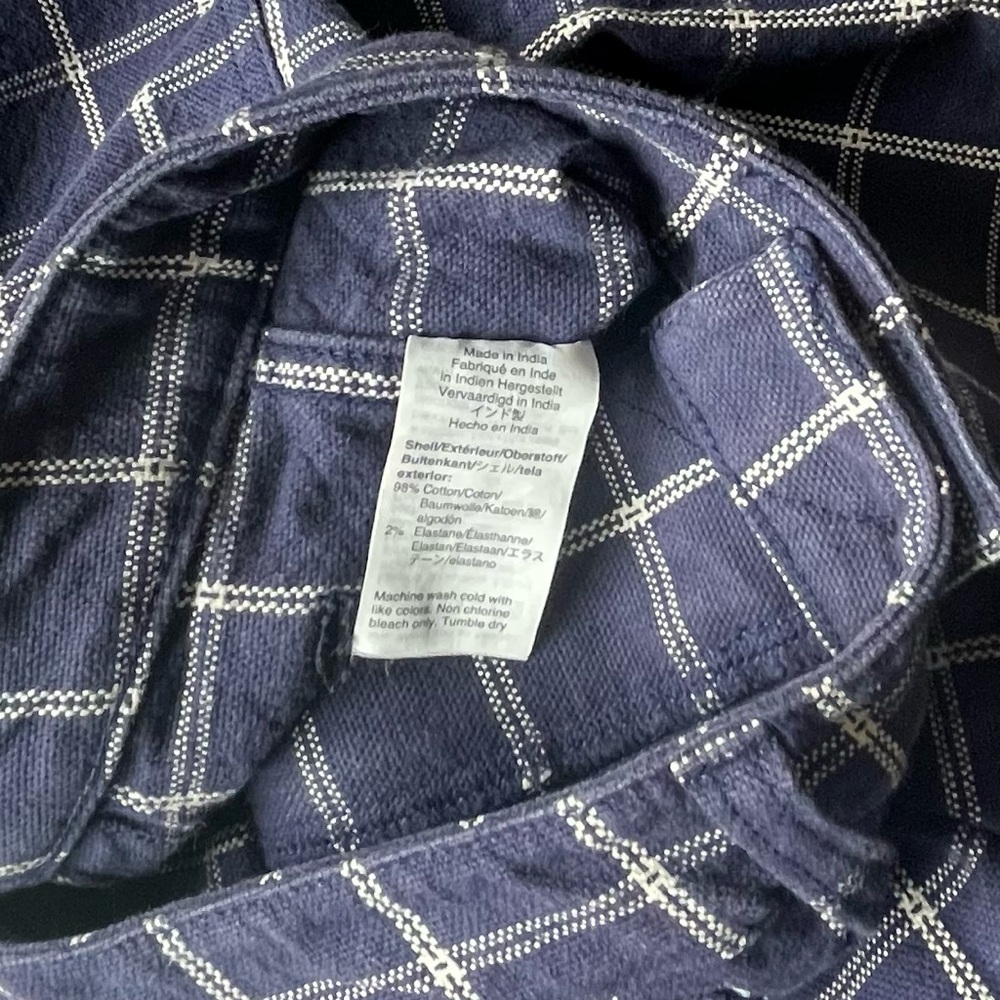 Madewell Plaid Navy High Rise Wide Leg Crop Pants - Picture 8 of 14
